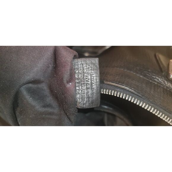 BALLY MIKAEL Black Textured Pebbled Leather Top Handles Tote Bag Medium Travel - Picture 7 of 16